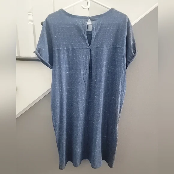 PACT XL Heathered Blue 100% Organic Cotton Short Sleeve T Shirt Dress Comfy - Picture 5 of 5